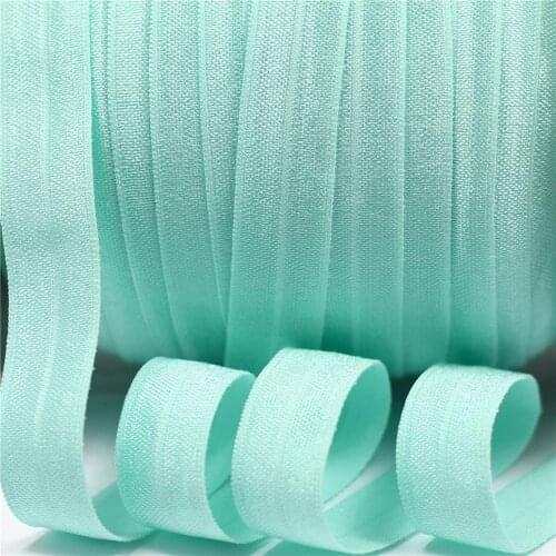 5/8"16mm color Aqua fold over elastic ribbon solid matt foe handmade hair bows gift wrap wedding decorations 50 yards