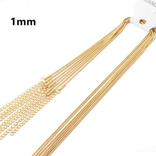 ASON Stainless Steel Chains Extender Jewelry 10Pcs/Lots Bulk Sale Gold Silver Color Rope Chains Snake Necklace Charm Wholesale