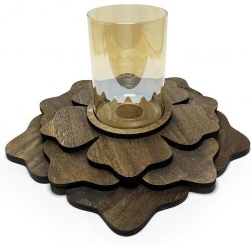 Folk Bookstore 3 Layers Flower With Glass Candle Holder