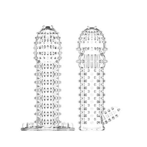 Crystal Penis Condom Bigger Cock Male Penis Extension Extender Dildo Sleeve Sex Toys For Men Delay Ejaculation Cock Ring