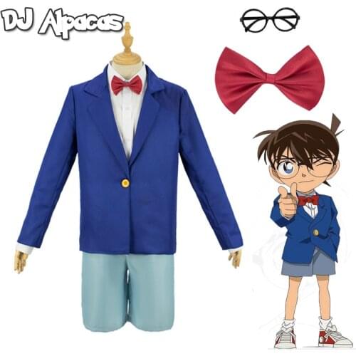 Kids Adult Conan Edogawa Anime Detective Conan Case Closed Edogawa Konan Cosplay Costume Uniform Sets