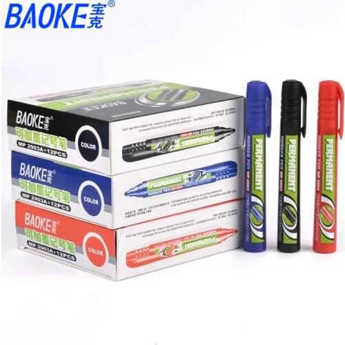 BAOKE Red Black Whiteboard Marker Waterproof Alcohol Based Oil Marker for School Office Writing Stationery Supplies