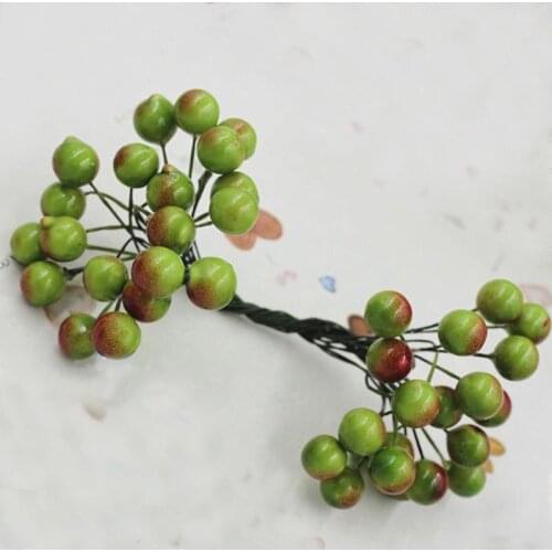 100PCS(200 berries),Double Tips Foam Mini Simulation Pip Berry Artificial Small Fake Fruits,Garland Flower,Wedding Decorations