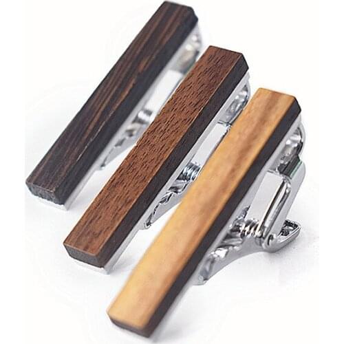 Men Vintage Wood Gift Alloy Copper Metal Necktie Bar Groom Wedding Business Wooden Romantic Neck Tie Clips Pin