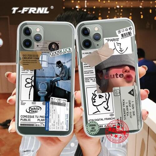 For iPhone 11 XS X XR 7 8 Plus 12 Mini Pro MAX Soft Straight Edge Silicone TPU Cover Fundas Coque Cute Cartoon David Phone Case