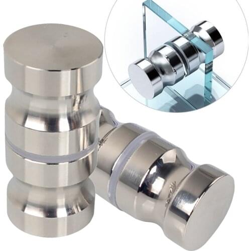 Newst Aluminum Door Handle 1.18" Dia Single Glass Door Knob Bathroom Shower Cabinet Handle w/ Screw Home Hardware