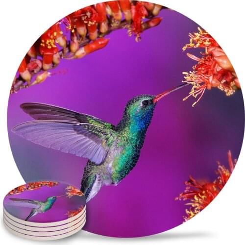 Retro Flower Hummingbird Coasters Coffee Table Decor Kitchen Accessories Ceramic Coaster Dinning Table Decoration Placemats