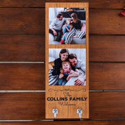 Housewarming Gift for Family! Personalised Key Holder, Engraved Photo, Wood Photo, Key Holder Gift, Photo on Wood, Wooden Key Ho