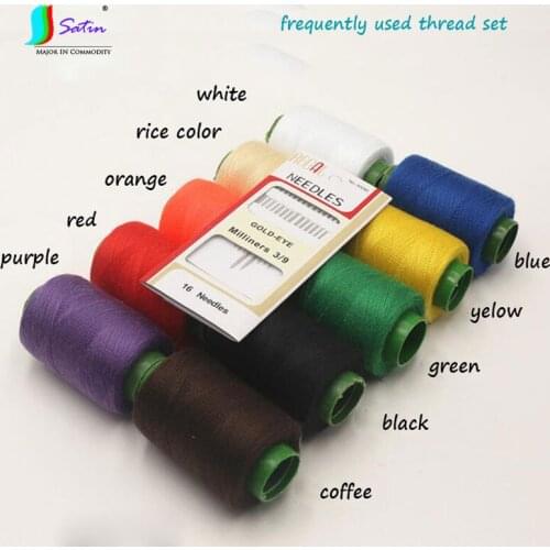 Mixed 10 Color Polyester Sewing Thread Set,DIY Sewing Hand Needle Machine Home Frequently Used Sew thread Kit S0894L
