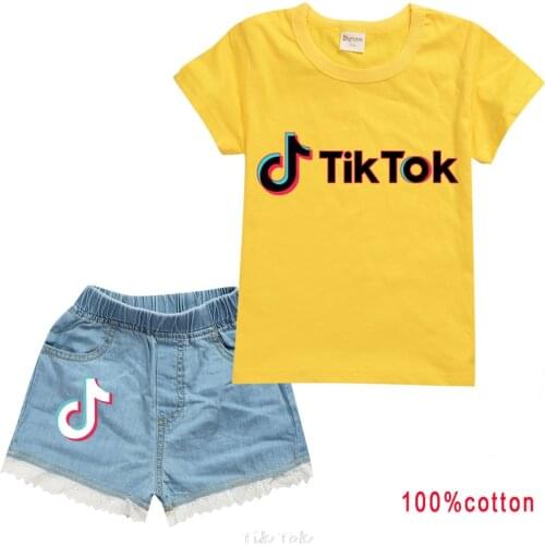 Tik Tok Fashion Boys clothing set kids Girls Tik Tok T shirt Print toddler Baby girl children suits Outfit 2-15Y