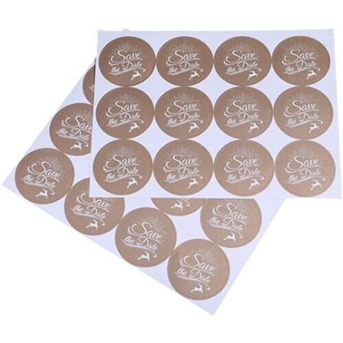 1200pcs/lot Vintage Stickers 'Save the Date' Round Kraft Paper Sealing Sticker For Handmade Product Package Decoration Scrapbook