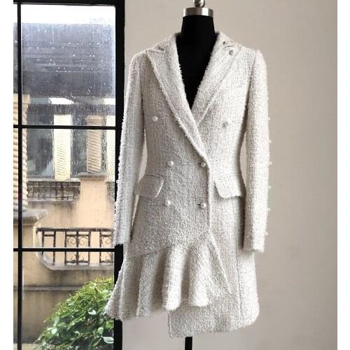 High quality OL elegant tweed 2021 spring autumn women coat B111