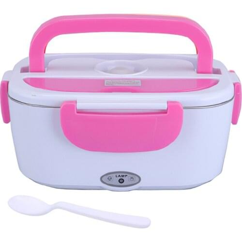 WAKYME Lunch Box with Spoon Portable 110V 220V Electric Heating Food Heater Rice Container Bento Boxes Stainless Steel Container
