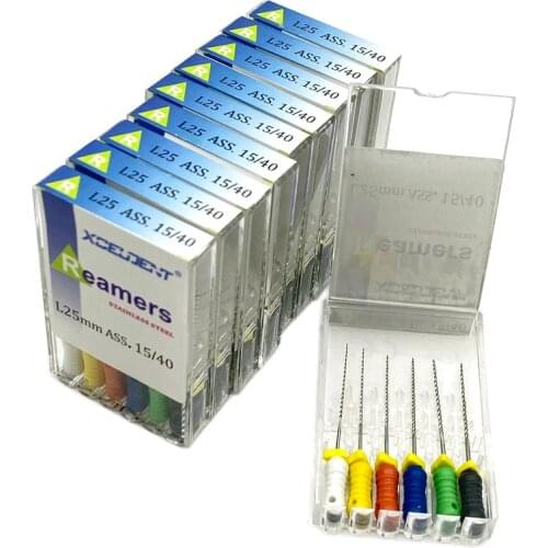 Xceldent 10packs Dental Stainless Steel Reamers Root Canal Dentist Materials Dentistry Instruments Hand Use R Files