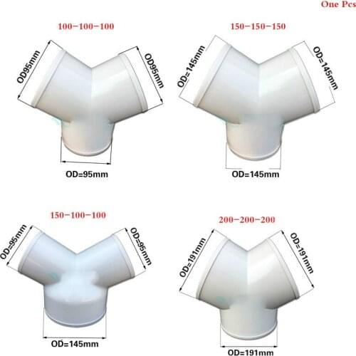 Y Splitter Piece 100/150/200mm Ventilation Duct Three Way Coupler Fan Connector 3-Way Splitter for Ventilation Tube ABS fitting