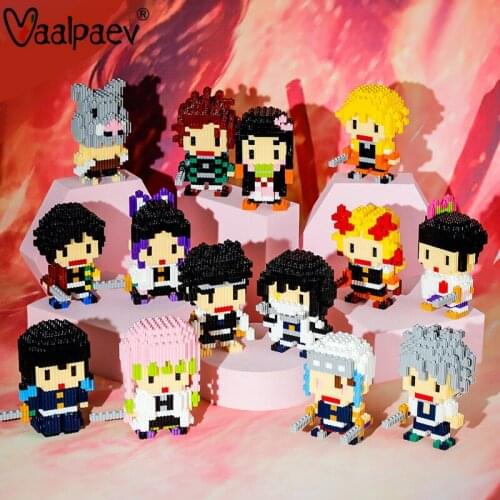 Japan Anime Building Toys Figure Demon Slayer Construction Diomond Blocks Stacking Model Mini Scale Kimetsu No Yaiba Adult Games