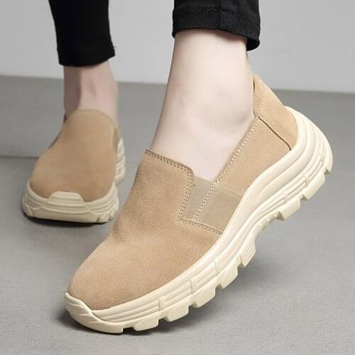 2020 Platform Women Sport Tennis Shoes Super Light Slip-on Soft Chunky Leather Sneakers Khaki Red Female Footwear Tenis Feminino