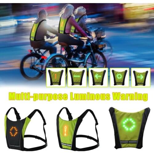 New 2021 LED Wireless Cycling Vest 20L MTB Bike Bag Safety LED Turn Signal Light Vest Bicycle Reflective Warning Vests With Remo