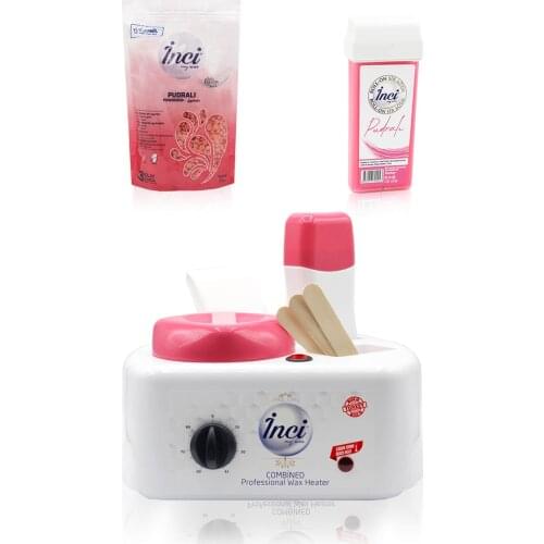 1 + 1 combination waxing heater professional machine, 1 hard beads waxing and 1 roll on cartridge depilatory gift, hair removal hair removal
