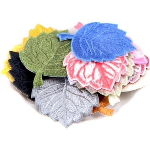 Mix Multicolor Leaves Embroidery Fabric Appliqued Sewing Patches Garment Accessory Decoration Badge Stickers 57mmx46mm 10pcs