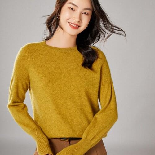 2021 woman winter 100% Cashmere sweaters knitted Pullovers jumper Warm Female O-neck blouse blue long sleeve clothing