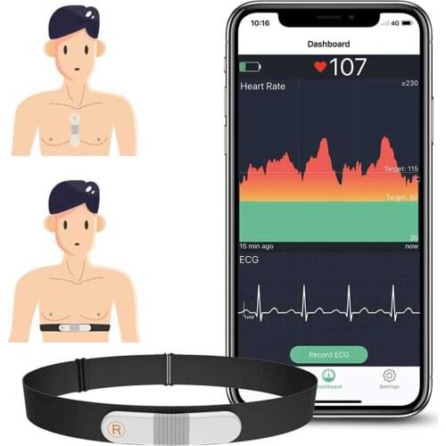ANT+ Bluetooth Strap-Free Heart Rate Monitor Wearable Wireless ECG Machine Vibration Alarm Wireless Heart Monitoring For Sport