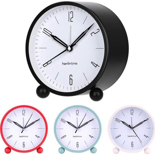 4inch Metal Round Alarm Clock Quiet Desktop Bedroom Battery Operated Timepiece Electronic Smart Clocks Alarm Clock