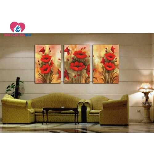 Diamond mosaic square flowers Pictures with rhinestones painting triptych diy 5d diamond painting DIAMOND EMBROIDERY flores