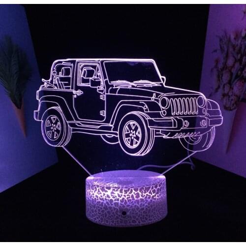 Car Series Four-Wheel Drive Off-Road Vehicle Pattern 3D LED Lamp 7 Color Changes With Remote Control Acrylic Light Guide Plate