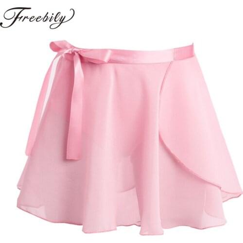 Ballet Dance Skirt Children Kids Chiffon Pure Color Floral Print Practice Leotard Dance Skirts Girls Ballet Dancing Tied Skirt