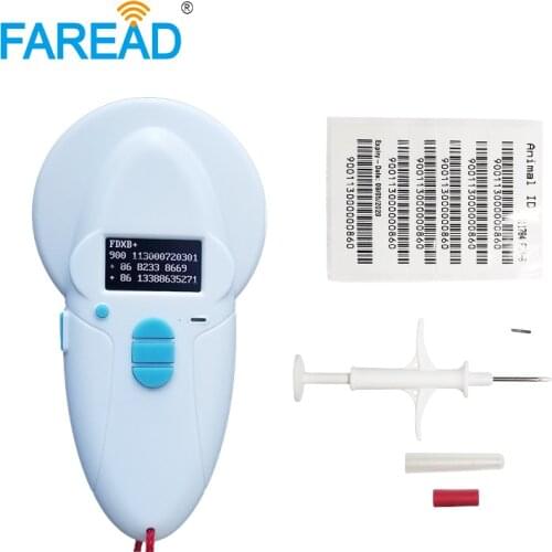 Free shipping x 1pc animal dog microchip reader + x20pcs 1.4*8mm pet implants chip transponder in syringe for vets,shelter