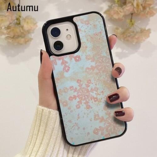 Phone Case for iPhone 12 mini X XS XR 11 Pro Max SE 2020 5 6S 7 8 Plus Samsung S8 S9 S10 S20 S21 Pink Snowflake Holiday Cover