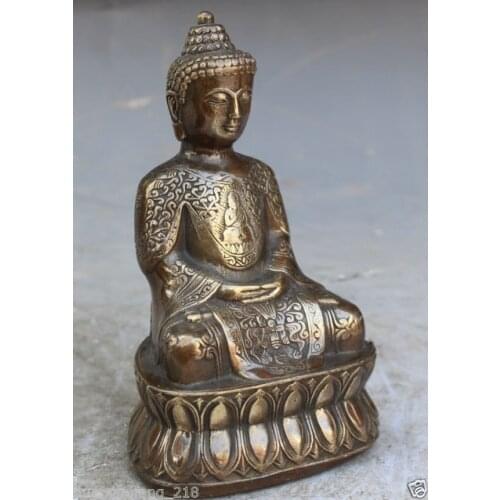 Decoration brass factory outlets Pure Brass Antique 18 CM / Elaborate Tibet Buddhism Copper Shakyamuni Amitabha Buddha Statue