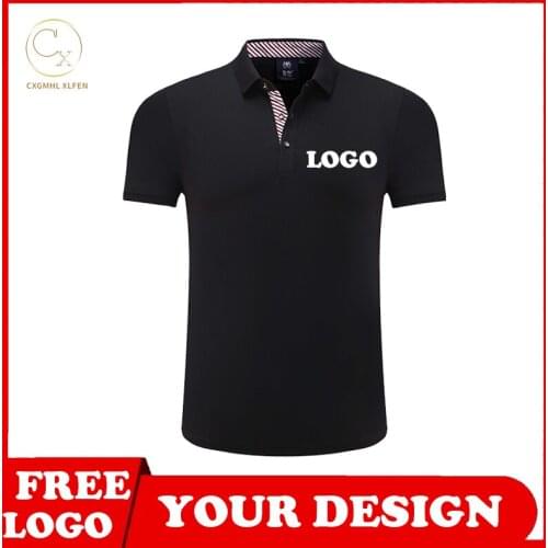 Childrens POLO shirt top 7-color custom logo short-sleeved high-end cotton lapel printing DIY brand text