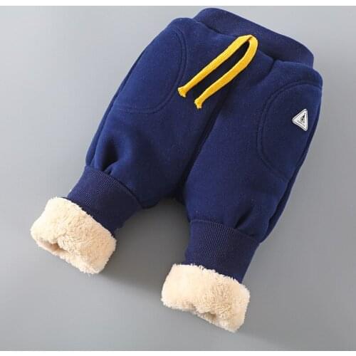 Plus Velvet Child Pants Baby Thick Trousers Girls Children Winter Warm Clothes Boys High Waist Elastic Cotton Pants Open-Backed
