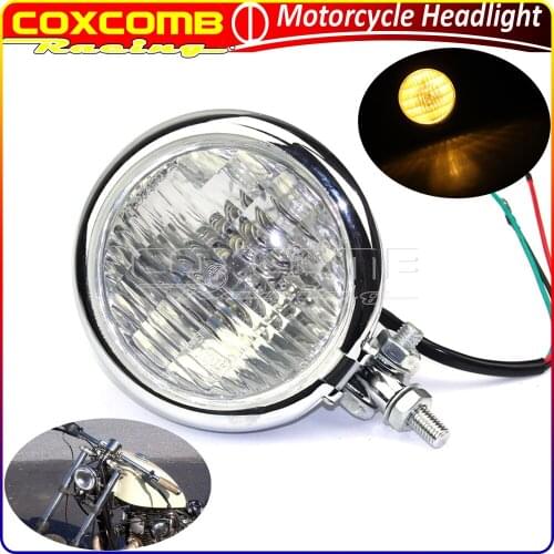 For Harley Bobber Chopper Tri XS650 Cafe Racer Universal 4.5'' Vintage Motorcycle E-mark Front Headlight Bullet Headlamp