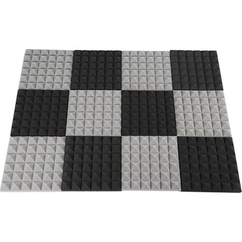 Charcoal Acoustic Foam Tiles Soundproofing Foam Panels Studio Sound Padding 2 x 10 x 10 Inch(Black+Grey)