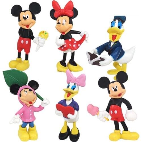 6pcs MiQi MiNe Action Figures Cartoon Anime Figure Model Doll Mouse Duck Cake Decoration Ornaments Toys for Children