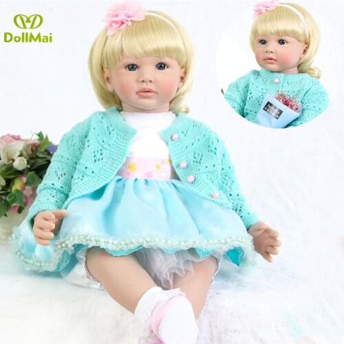 DollMai Exclusive 60cm Silicone Reborn Baby Doll Toys Like Real 24inch Vinyl bebes reborn Toddler princess Dolls Kids gift