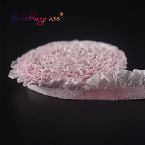 BRISTLEGRASS 2 5 10 Yard 5/8" 15mm Shiny Frilly Ruffled Lace Trim Elastic Spandex Band Tape Hair Tie Headband Dress Sewing Craft