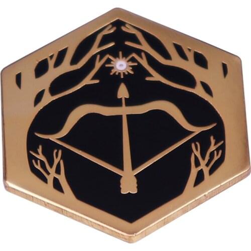 DnD Ranger Class enamel pin Hunters Mark Pin d20 critical hit Bow And Arrow brooch