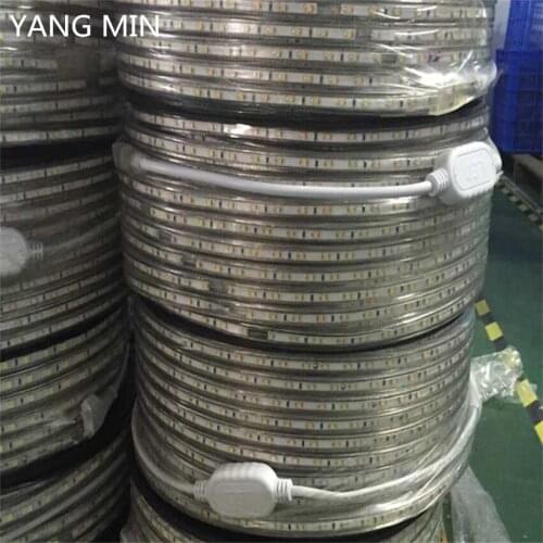 YANG MIN Free Shipping 60led/m 2835 Led Strip Flexible Power Plug Waterproof 110V 220V High Voltage Led Strip