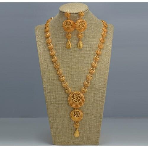 Indian Chokers Wedding Chain Jewelry Sets Gold Color Earrings For Women African/Dubai/Arab Wedding/Party Wife Gifts