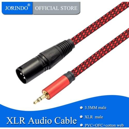 JORINDO 3M/9.8FT 3.5MM male plug extended to canon 3-pin audio microphone cable for notebook connection mixer line