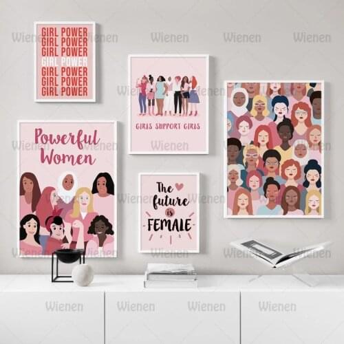 Women Power Illustration Canvas Painting Nordic Fashion World Girl Wall Art Posters & Prints Wall Pictures For Living Room Decor