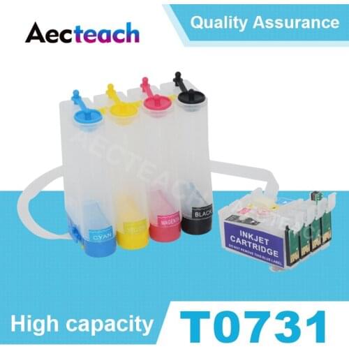 Aecteach Printer Ciss Ink System T0731 T0732 T0733 T0734 For Epson Stylus T13 TX102 TX103 TX121 C79 C90 C92 Printer Cartridge