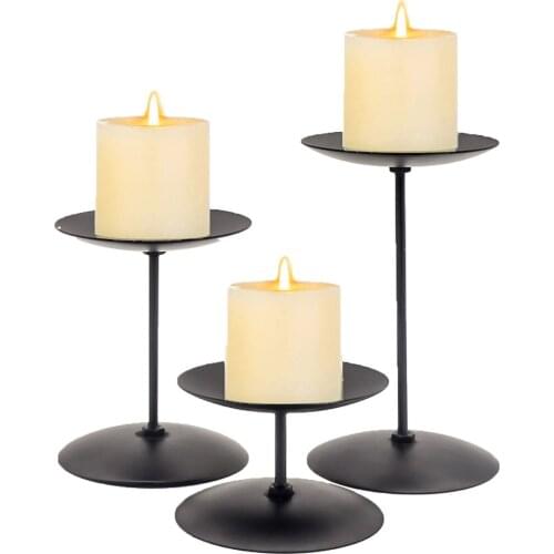 3PCS Retro Candlestick Iron Craft Stand For Φ1-8CM Pillar Taper Pole Candle Tea Light DIY Show Plate Home Hotel Wedding Decors