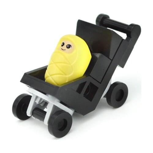 Building Blocks Small Baby Figures Stroller City MOC Toy Cute Baby Carriage DIY Accessories Assemble Bricks for Children