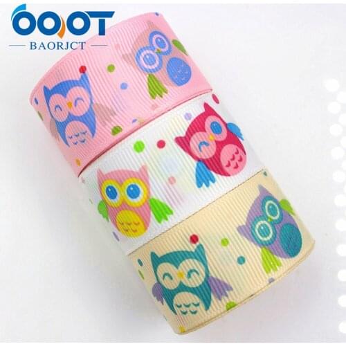 175314,25MM cartoon owl Printed grosgrain ribbon,garment accessories hair accessories material, DIY Handmade decoration wrapping
