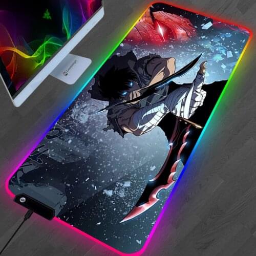 RGB Solo Leveling Mouse Pad Anime Gaming Accessories Carpet PC Gamer Completo Computer LED Keyboard Desk Mat CS GO LOL Mousepad